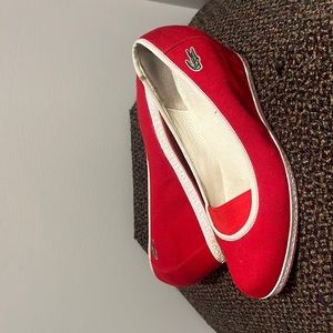 Lacoste red wedges